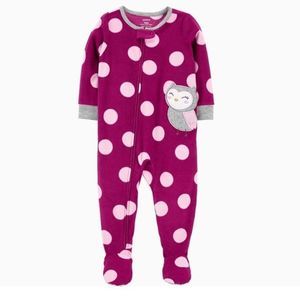 🆕 Carter's Sleeper Footie Pajamas Baby Toddler Pink Owl White Polka Dots NWT